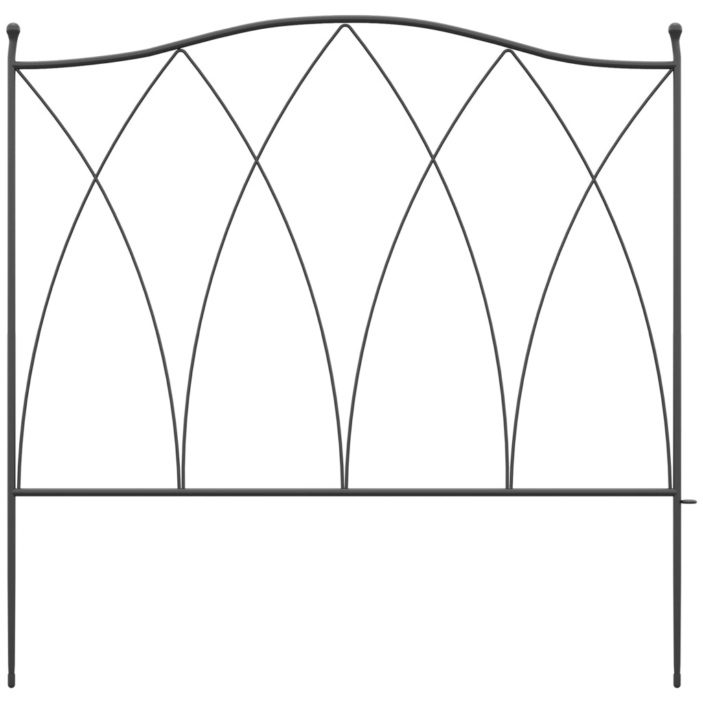 Recinzione decorativa per giardino ¨C zephmum ¨C 5 pezzi, metallo, nero, 305x62 cm