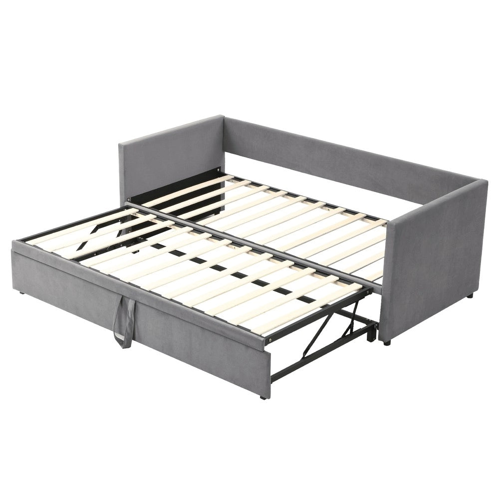 Letto Estraibile Matrimoniale Imbottito in Velluto ¨C MINIMAL ¨C Grigio 90x200/180x200