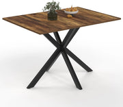 Tavolo da pranzo rettangolare ALIX per 6 persone con gamba a ragno nera e piano in legno scuro HAWKINS 110 cm