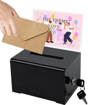 Scatola per Suggerimenti con Chiave - Acrilico - 16 x 12 x 10 cm - Donazioni/Note - Osservazione trasparente - Chiusura di Sicurezza - Robusto e Resistente ai Graffi - Scatola per Note