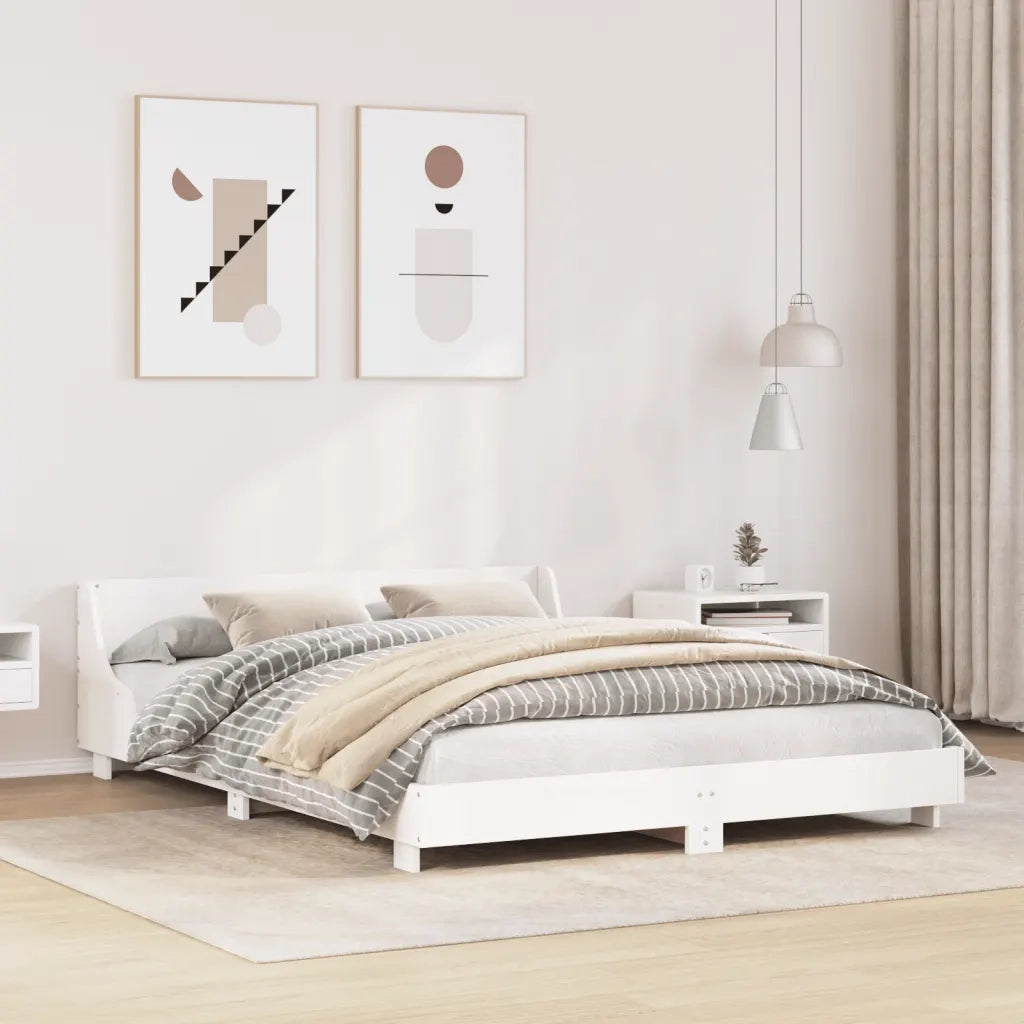 Letto senza Materasso Bianco 120x200 cm Legno Massello di Pino 850732