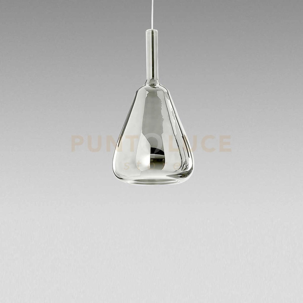 OFELIA S/11 MINI -  VETRO CROMO SPECCHIATO E PORTALAMPADA BIANCO ATTACCO G9 CAVO TRASPARENTE SENZA BASE DI ATTACCO D.14CM H.26,7CM