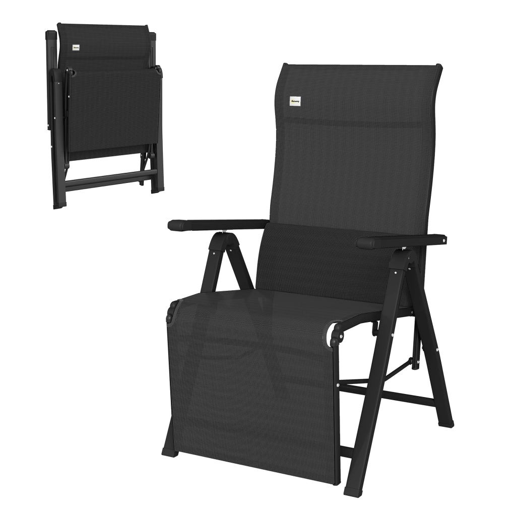 Sedia da Giardino Reclinabile Pieghevole ¨C Zephmum ¨C Nero, Respaldo Ajustable, 70x65x111 cm
