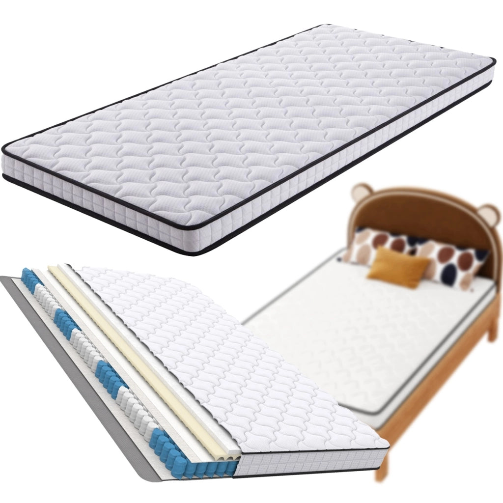 Materasso a Molle 90x200 cm H3 Spessore 10 cm con Supporto Ergonomico Arrotolato Bianco