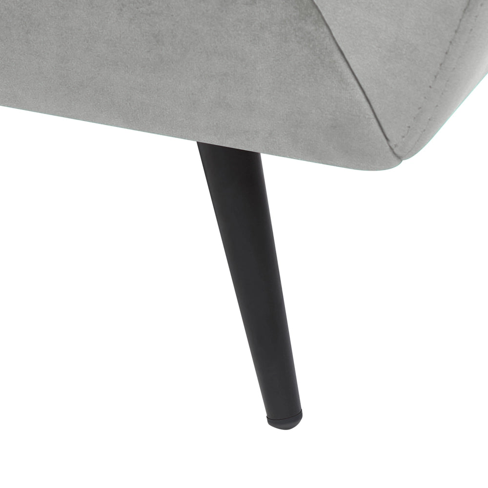 Divano gambe in metallo velluto grigio 210 x 90 cm con cuscini retrò