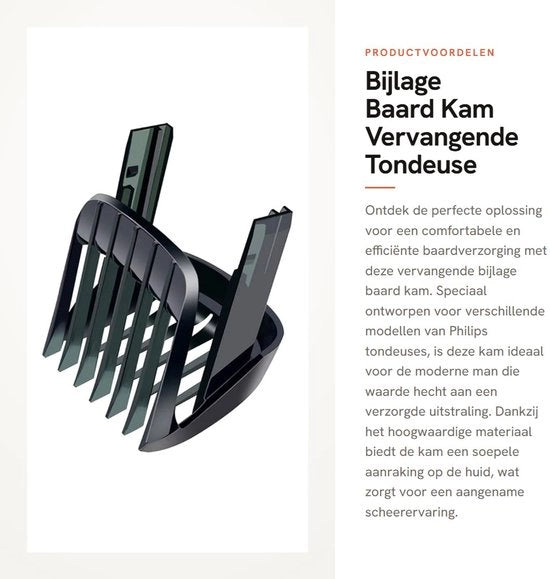 Accessorio per rasatura da sostituire - Kam per barba - Esperienza di rasatura confortevole - Adatto per tondeuse - Materiale di alta qualità - Spedito velocemente