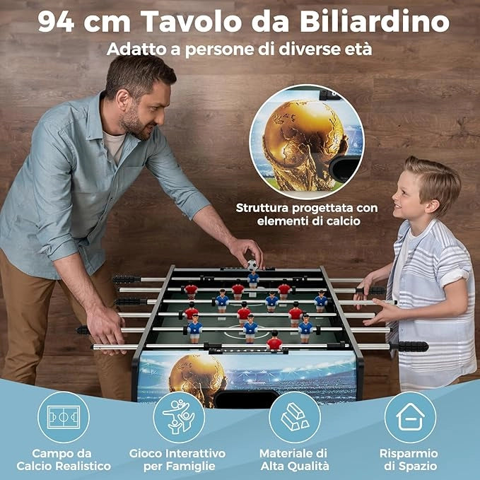 Mini Calcio Balilla, Calcetto con Segnapunti e Gambe Rimovibili, Gioco da Sala Giochi Salvaspazio per Sala Giochi Feste, 94x51x68,5 cm