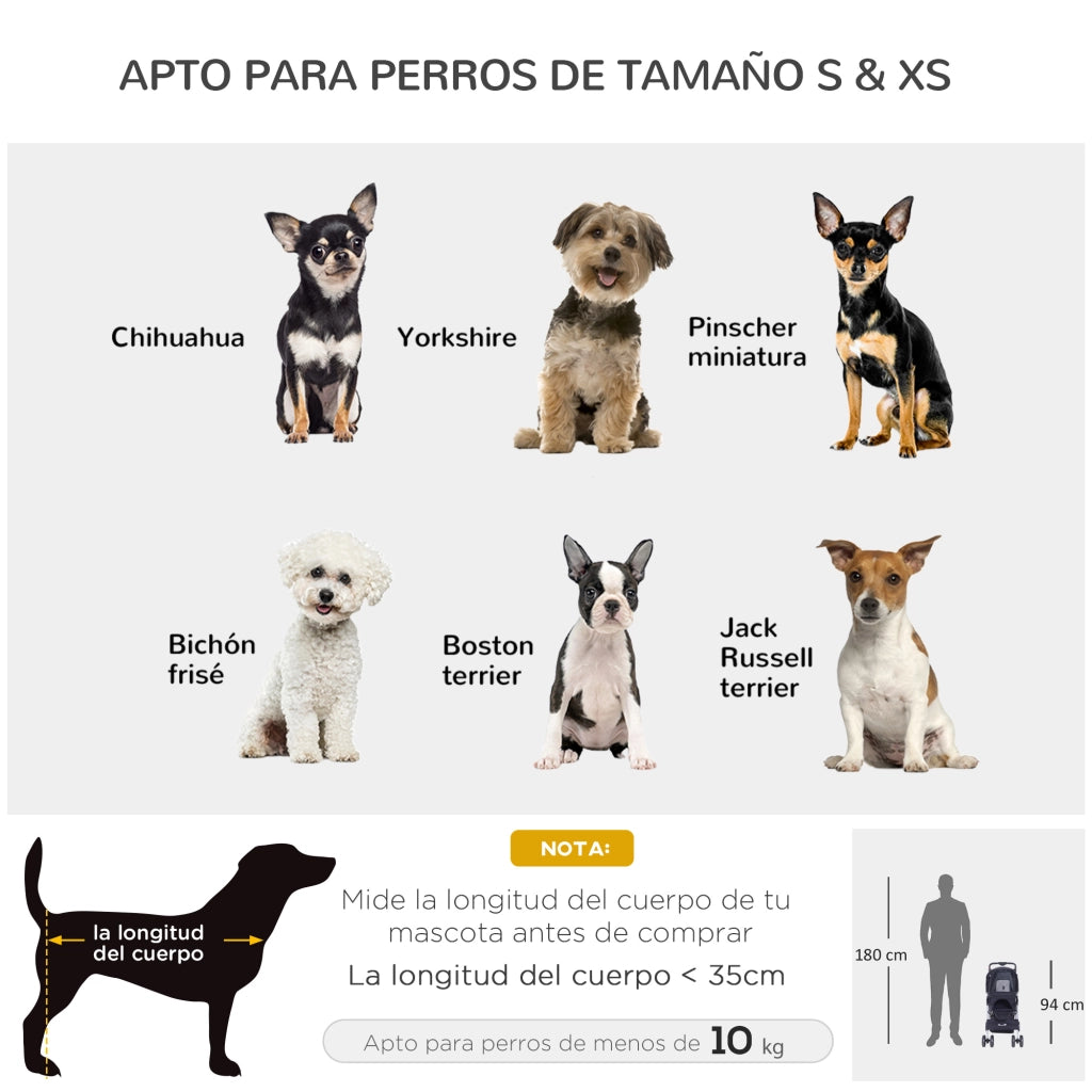 Carrello per Cani con Tettuccio Regolabile ¨C Xylo ¨C Tessuto Oxford Nero 77x45x99,5cm con Cestino e Freni