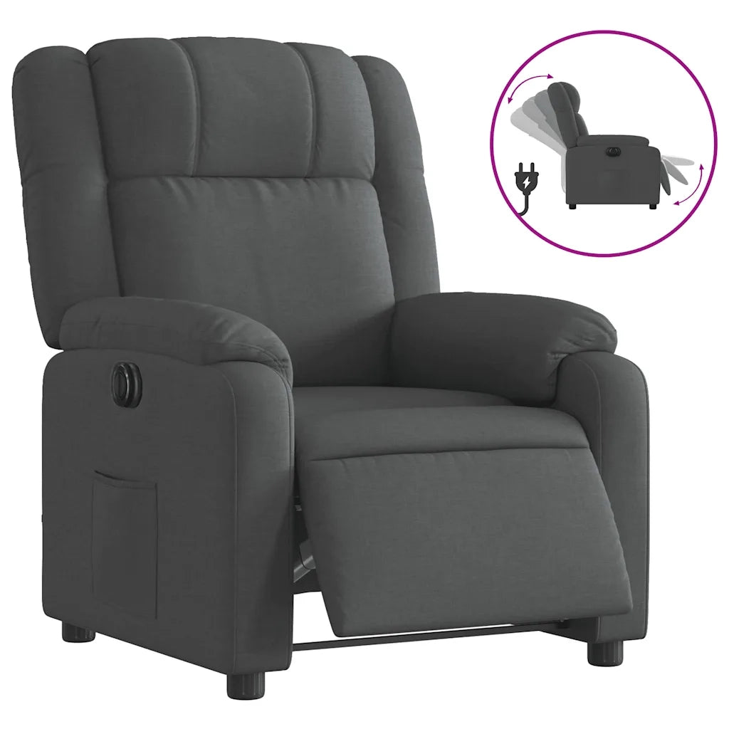 Poltrona | Sedia Relax Elettrica Reclinabile Grigio Scuro in Tessuto
