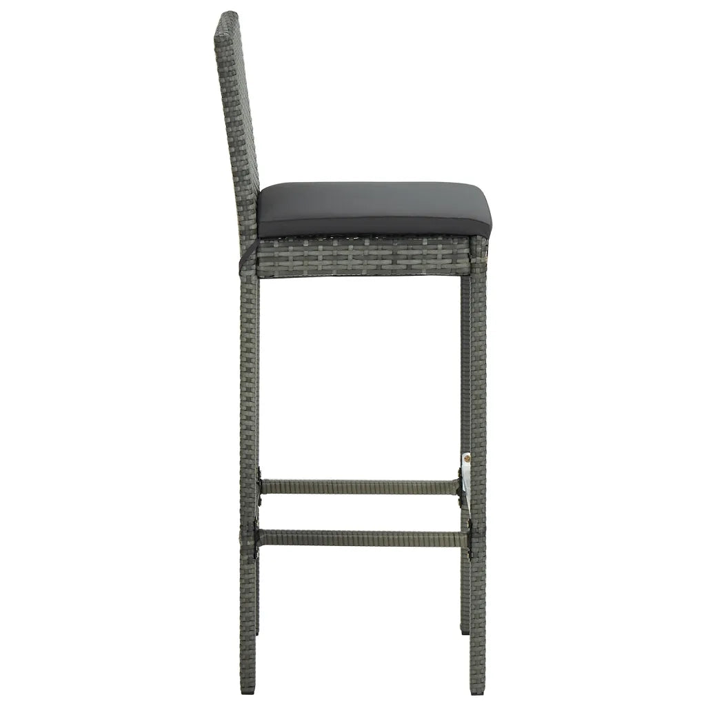 Set da Bar da Giardino 7 pz con Cuscini in Polyrattan Grigio cod mxl 40630