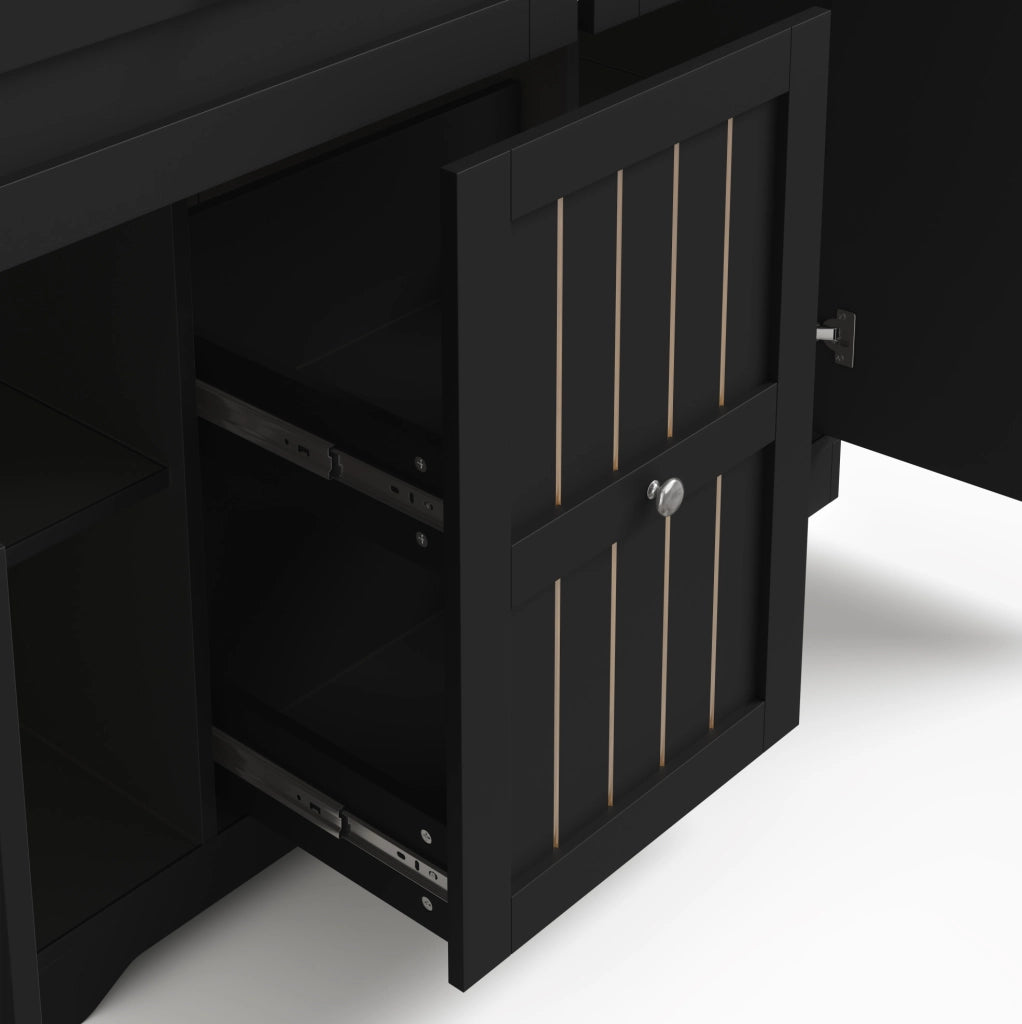 Isola cucina 120x45(70)x92 cm con piano ribaltabile in MDF nero