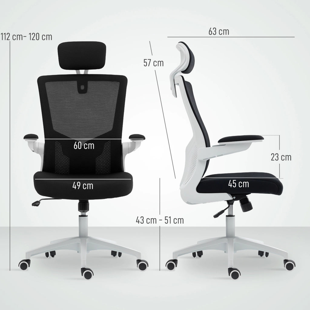 Sedia da ufficio ergonomica ¨C Minimal ¨C nero, accoudoirs reclinabili, schienale regolabile, 60x63x120cm