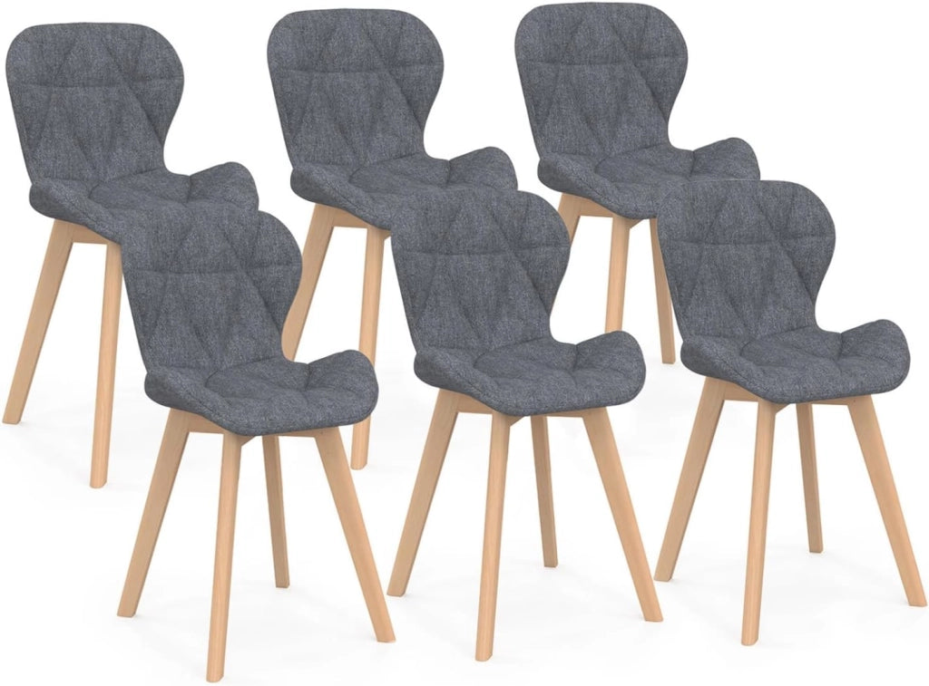 Set di 6 sedie da pranzo ROBINE in tessuto grigio scuro