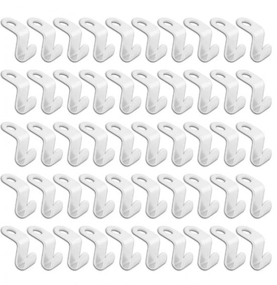 50 pezzi - Capocassettino - Connettori per attaccapanni - Jashaak - Orecchioni per attaccapanni - Bianco - Clip per allungare attaccapanni - plastica - per Outfit Hanger a cascata - Organizzatore risparmiatore di spazio