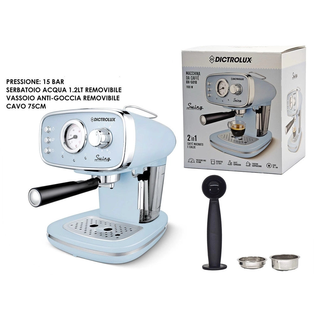 Trade Shop - Macchina Da Caffè Espresso 1100w Funzione Cappuccino Compatibile Con Caffè Macinato Cialde -