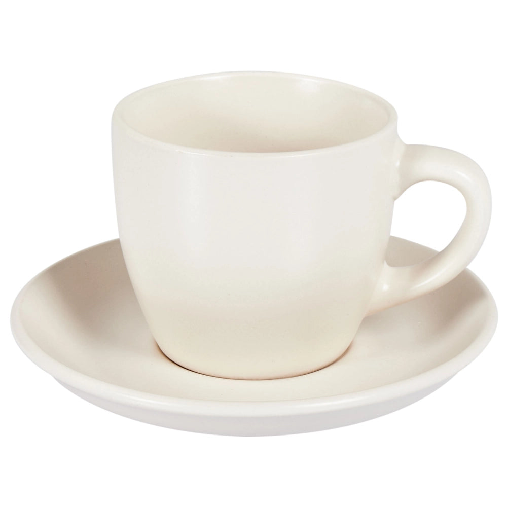 Set di 4 tazzine con piattini bianco gres kaolin fatto a mano smalto reattivo finitura servizio per 4 persone tè caffè cucina sala da pranzo.