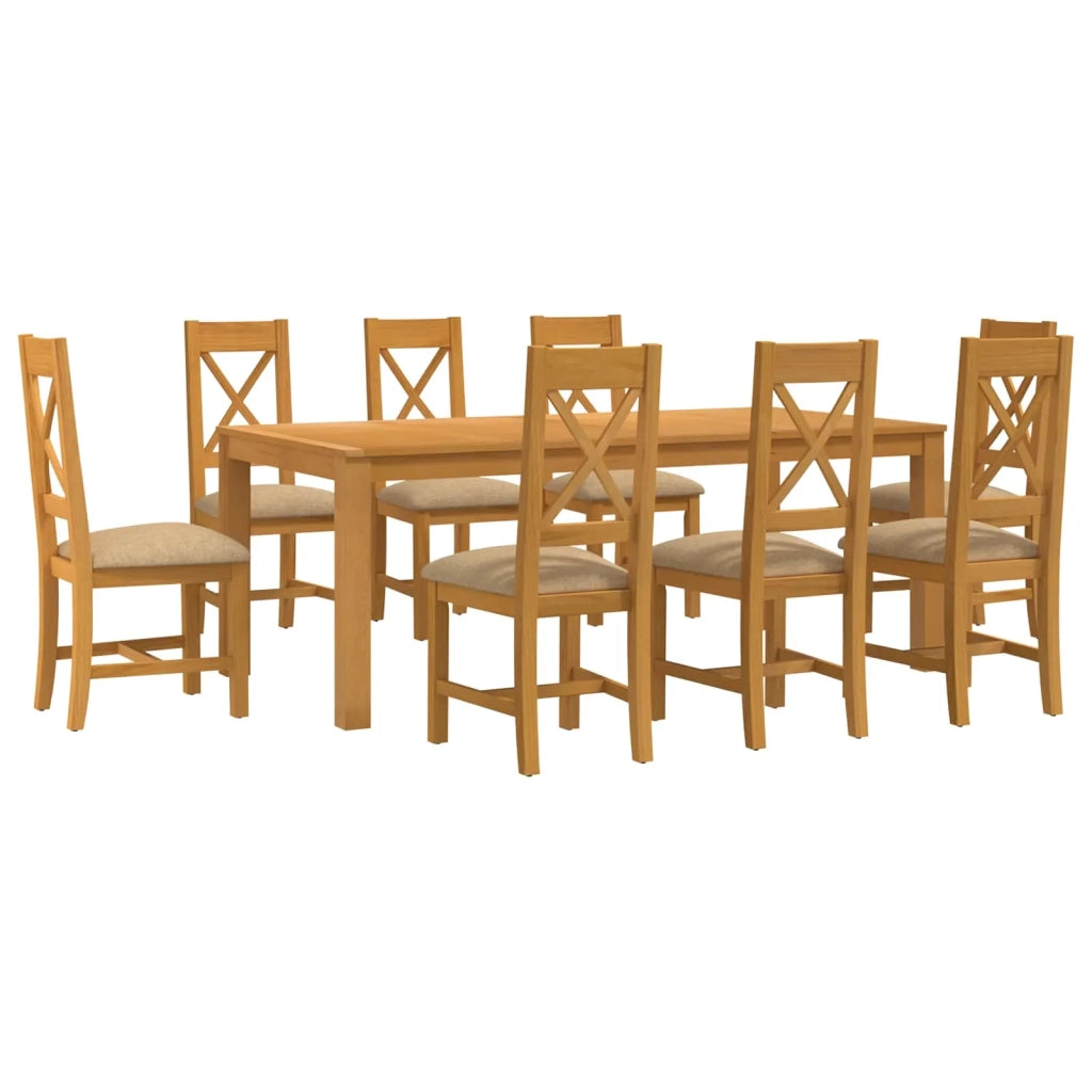 Set da pranzo 9 pz Beige Legno di Quercia Massello 3430417