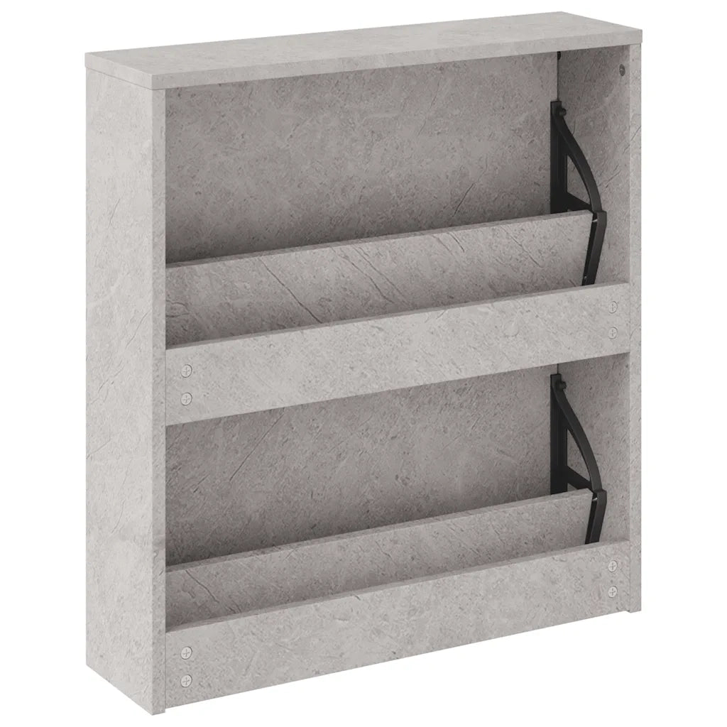 Scarpiera con Specchio a 2 Livelli Grigio cemento 63x17x67 cm 342630