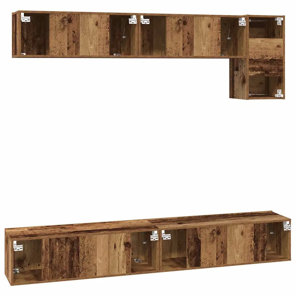 vidaXL Set mobile TV 5 pcs Legno vecchio 100 x 30 x 30 cm