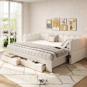 Letto a scomparsa imbottito 90x200 - Xylo - 2 cassetti USB beige