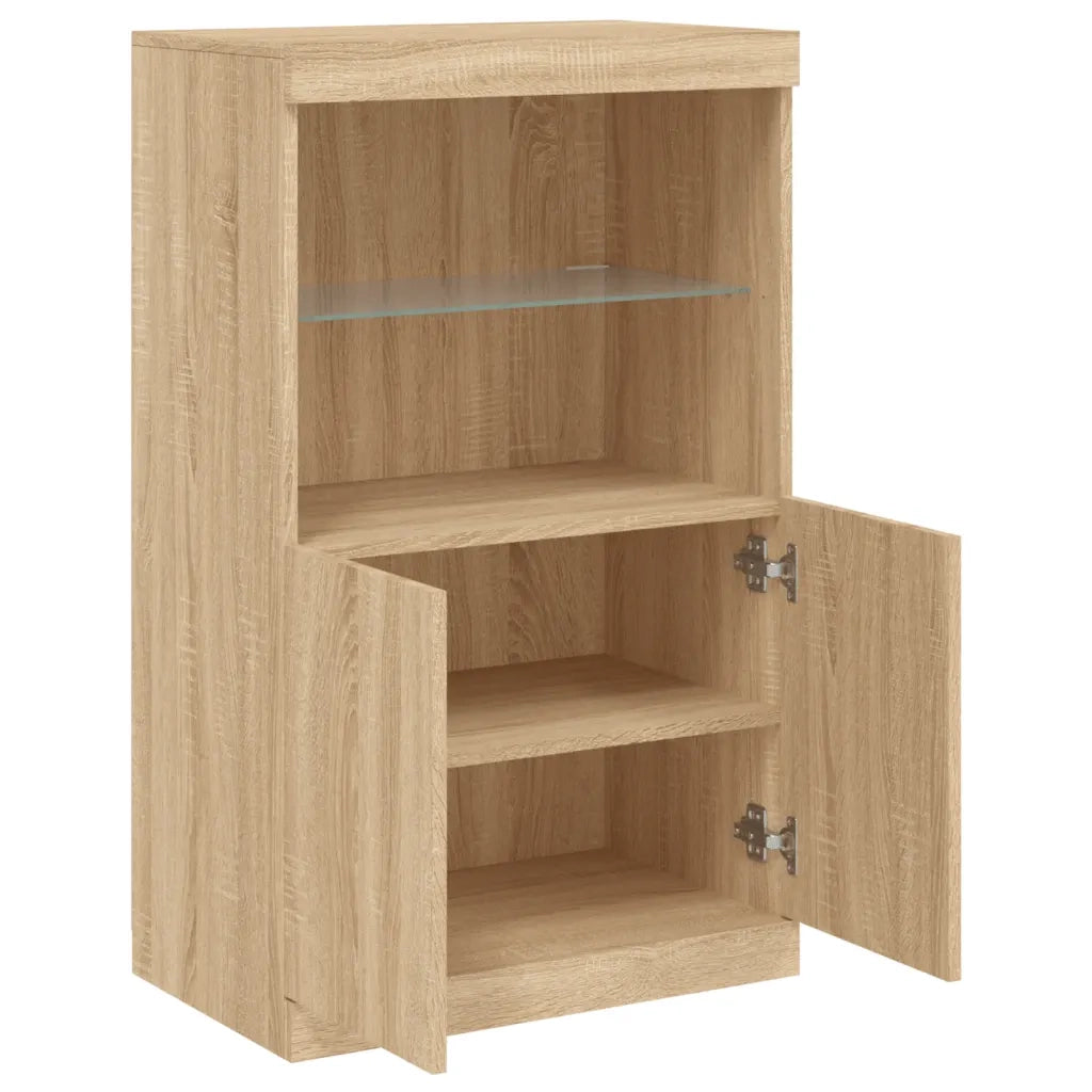 Credenza con Luci LED-Buffet-Armadio da cucina Rovere Sonoma 60,5x37x100 cm 148080