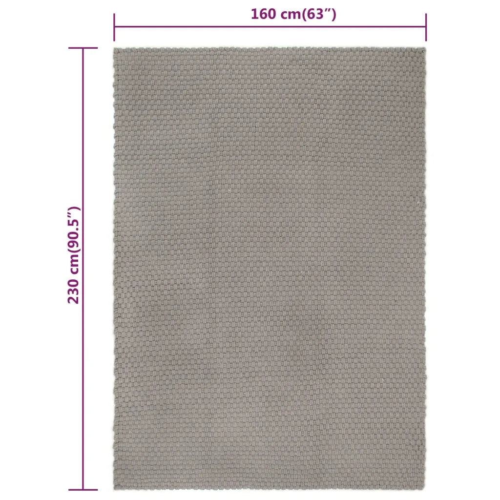 Tappeto Rettangolare Grigio 160x230 cm in Cotone 345122
