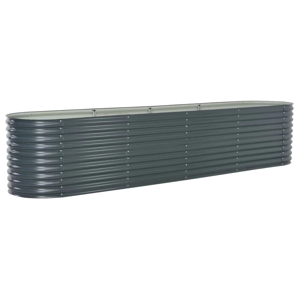 Fioriera rialzata per piante e fiori giardino 400 x 80 x 81 cm acciaio zincato grigio 02_0001053