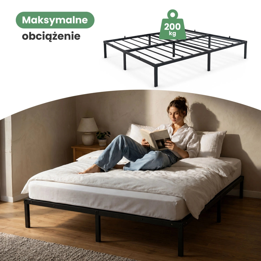 Struttura Letto Pieghevole in Metallo Rete a Doghe 160x200 cm Nero Letto per Ospiti 9 Gambe 20 Doghe