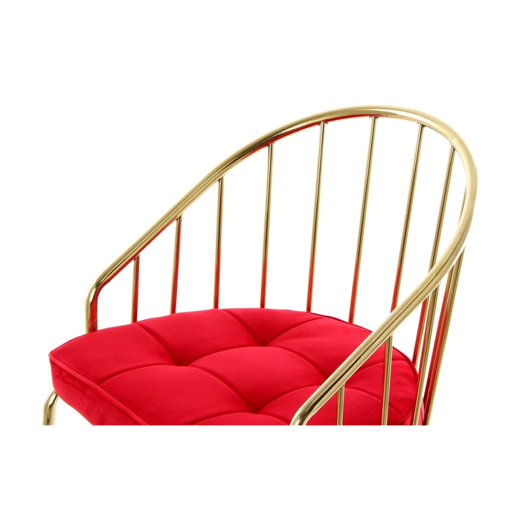 Sedia Palma in velluto rosso e metallo dorato