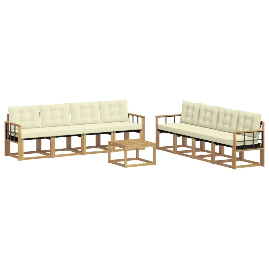 Set di divani da esterno 9 pz Bianco e Crema 3389336