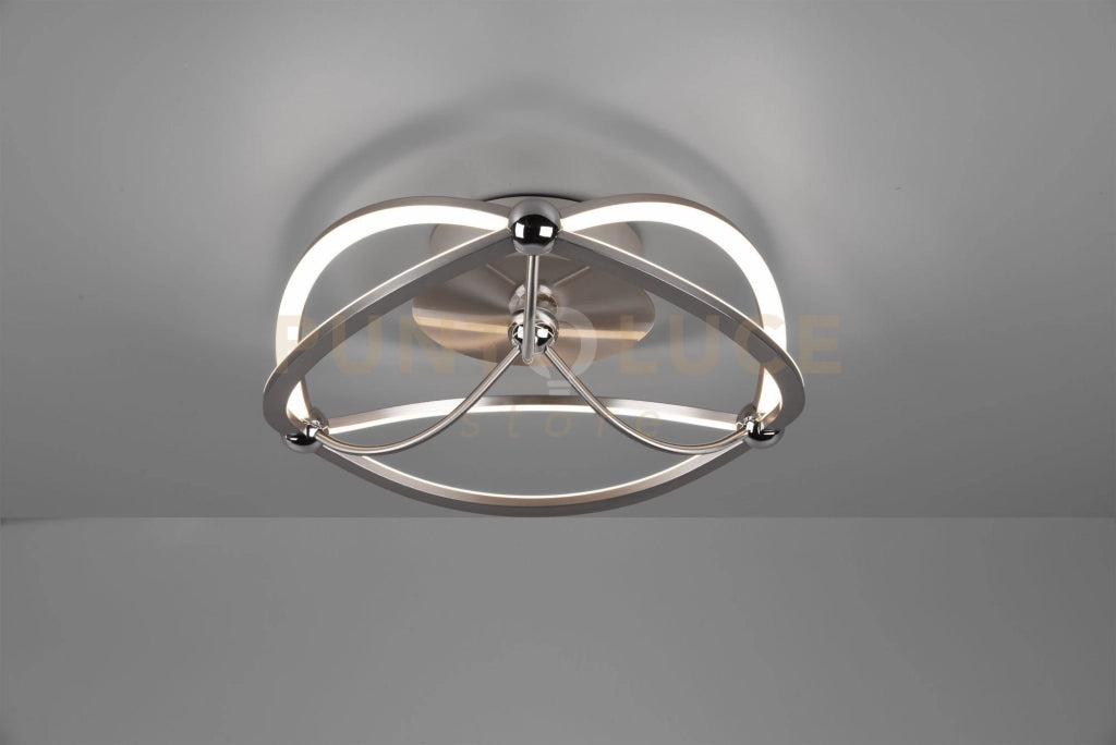 CHARIVARI PLAFONIERA LED  20W · 1x 2500lm, 3000K ACCIAIO SATINATO ELLISSI DIMMERABILE CON INTERRUTTORE D. 41CM