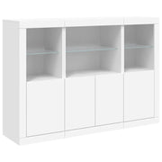 Buffet credenza cassettiera mobiletto mobile contenitore organizer per cucina soggiorno salotto con luci a LED 3 pezzi legno ingegnerizzato bianco 02_0037195