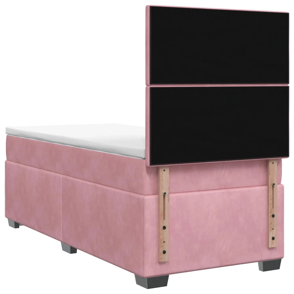 Letto box spring con materasso Rosa 90 x 200 cm Velluto 3453571