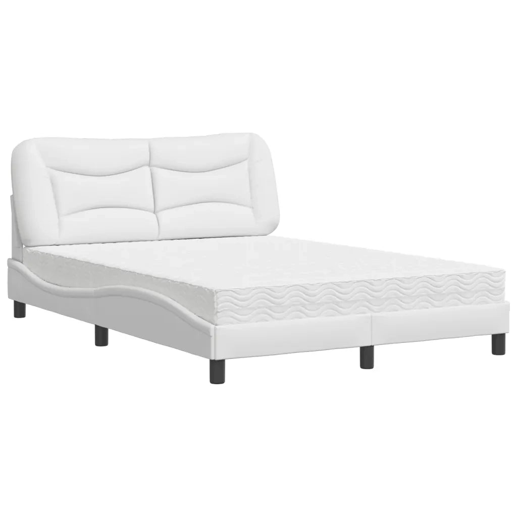 Letto con Materasso Hvar Bianco 140x200 cm in Similpelle 3208725