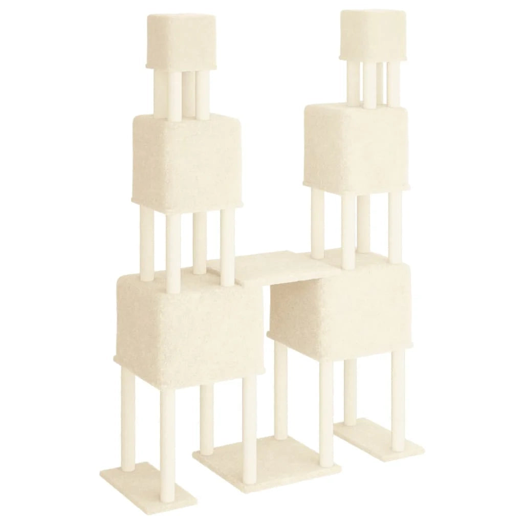 Tiragraffi per gatti torre per arrampicata giocattolo piattaforma per arrampicata con tiragraffi in sisal 199 cm crema 02_0022509