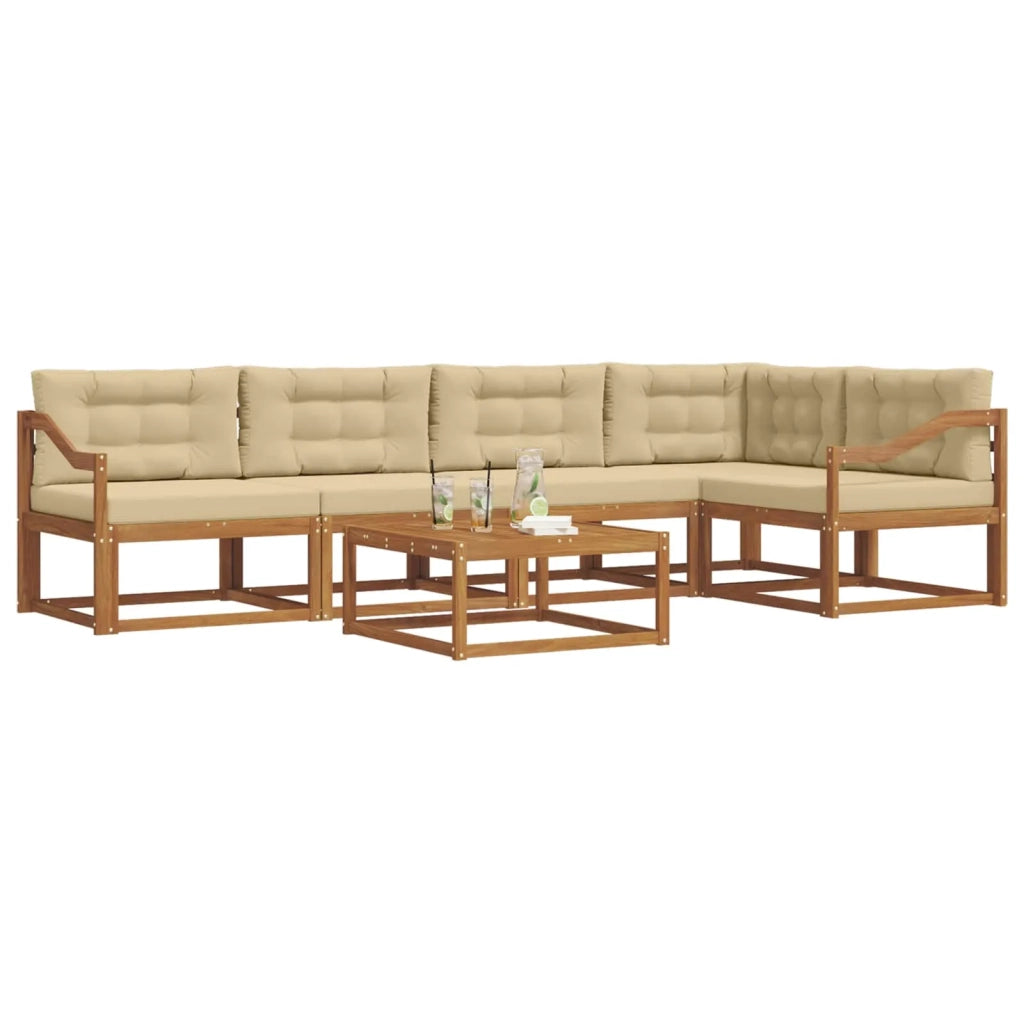 Set di divani da esterno con cuscino 6 pcs Naturale e Beige