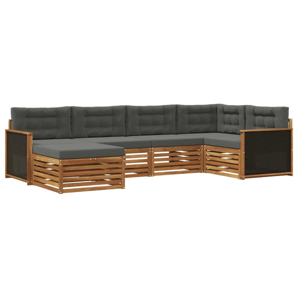 Set di divani da esterno con cuscino 6 pcs Naturale e Antracite