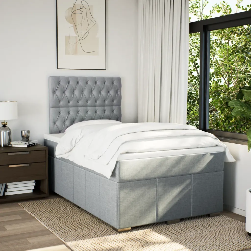 vidaXL Giroletto a Molle con Materasso Grigio Chiaro 120x190cm Tessuto