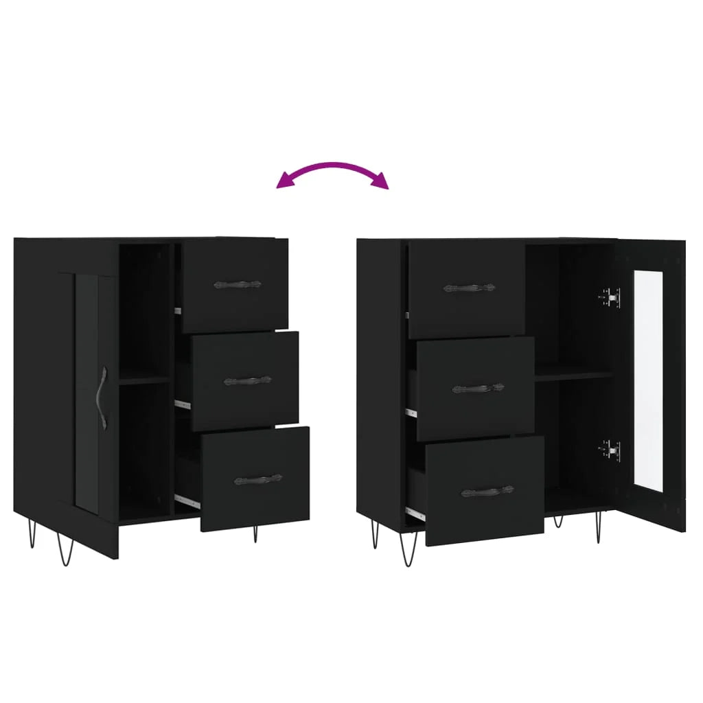 Buffet credenza cassettiera armadio mobile contenitore organizer per cucina soggiorno salotto 69,5 x 34 x 90 cm legno ingegnerizzato nero 02_0036074