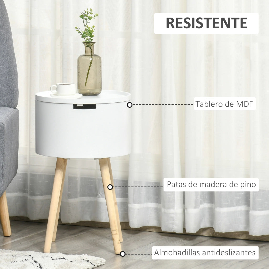 Tavolino da salotto moderno con ripiano estraibile ¨C zephmum ¨C ?38x63 cm bianco