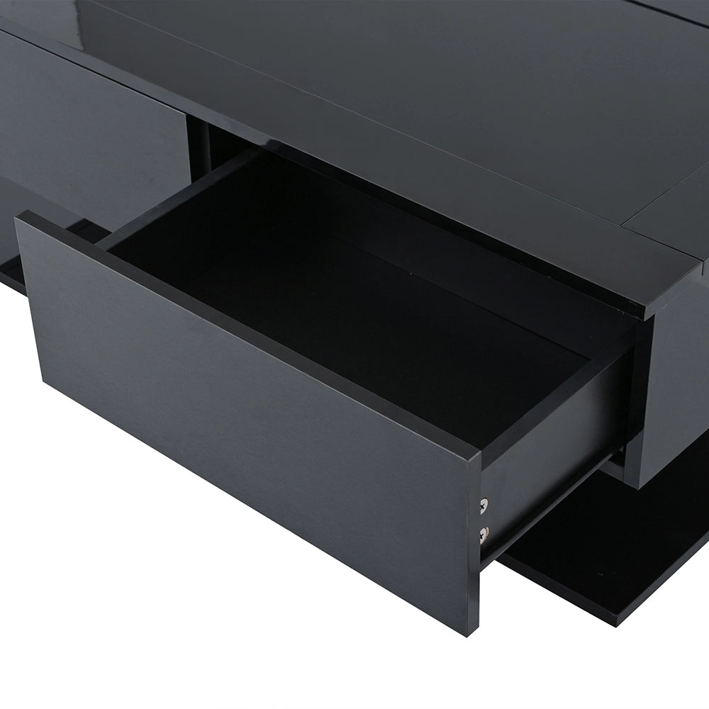Tavolino design - Xylo - 100x50cm vetro LED nero