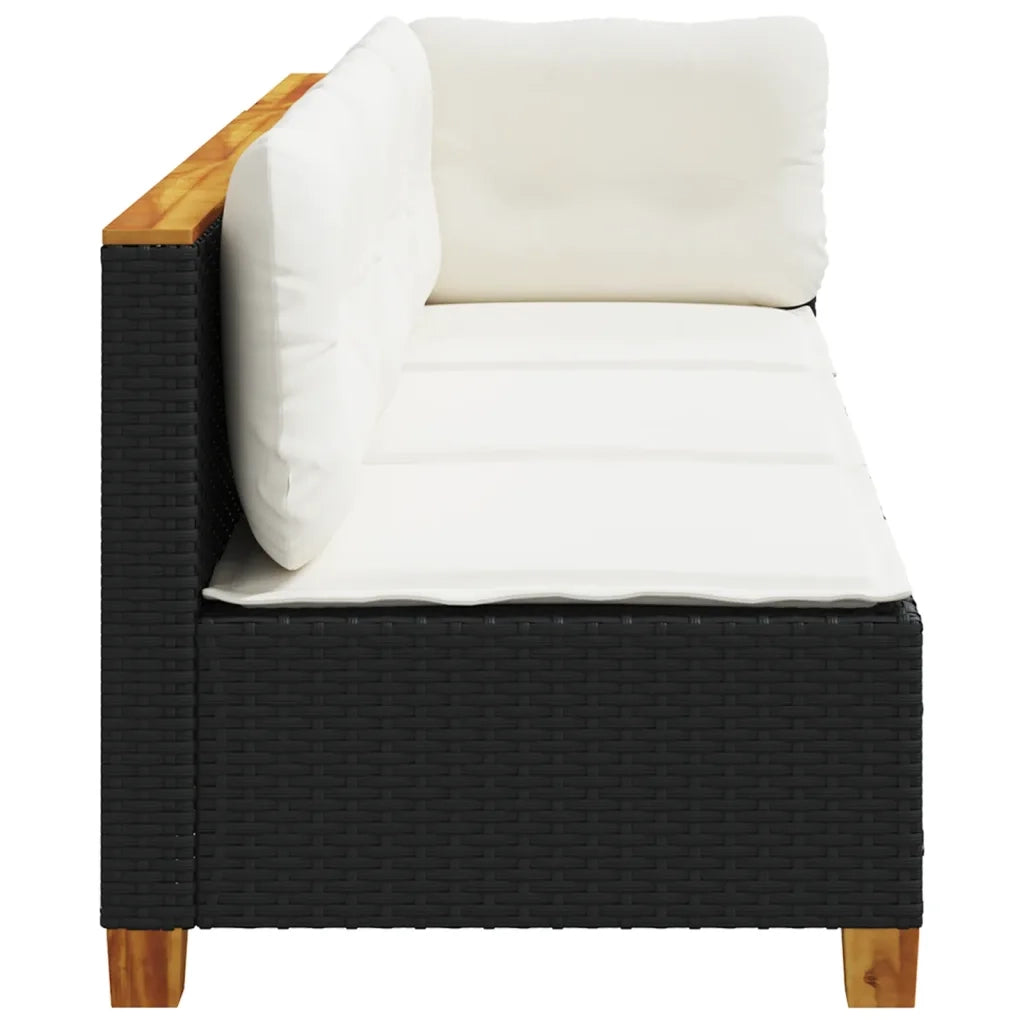 Divano da Giardino a 3 Posti con Cuscini-Sofa da Giardino-Divano da esterno Nero in Polyrattan 875500