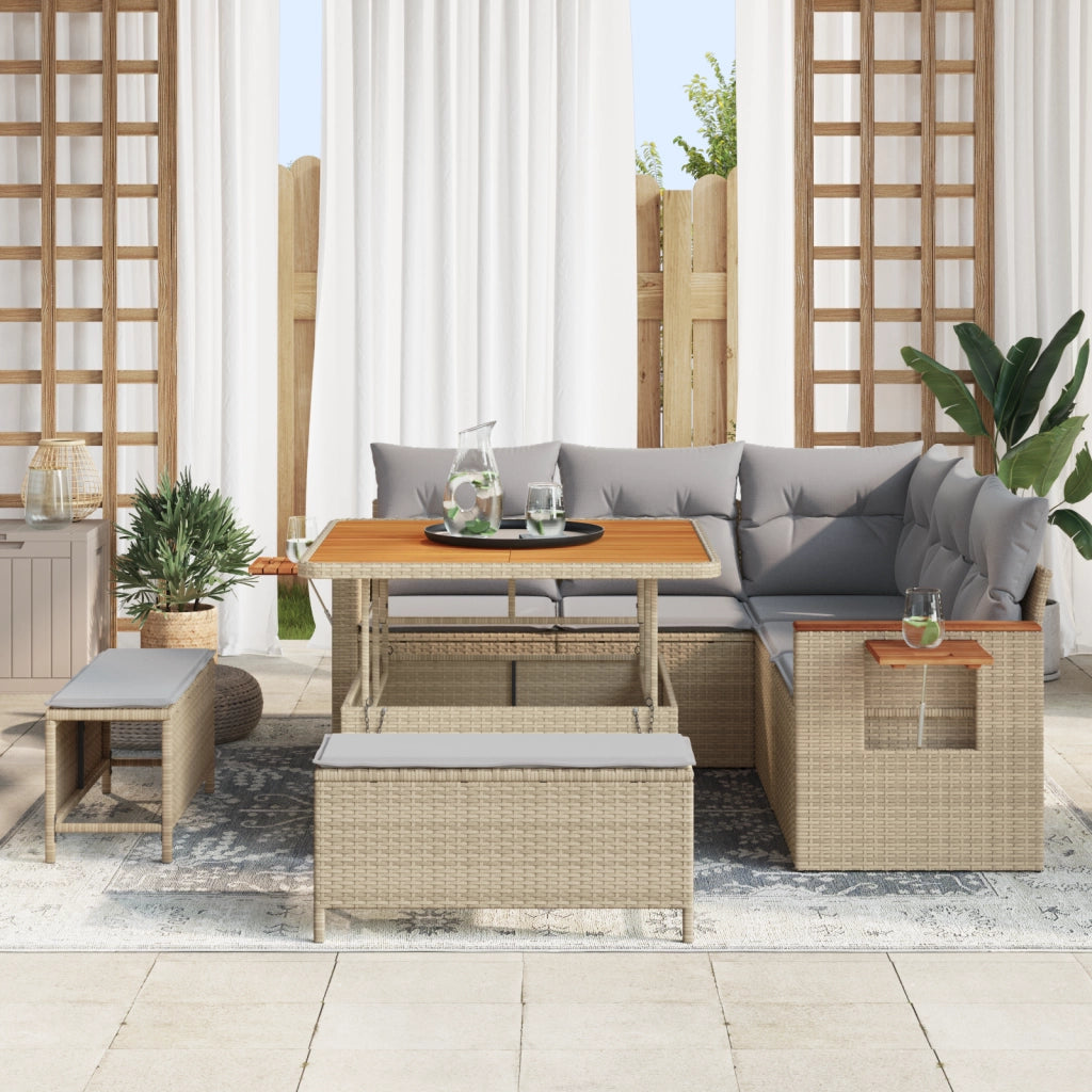 Set di divani da giardino vitaXL 8 pezzi con cuscini Beige