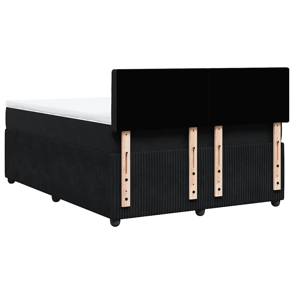 vidaXL Giroletto a Molle con Materasso Nero 140x200 cm in Velluto