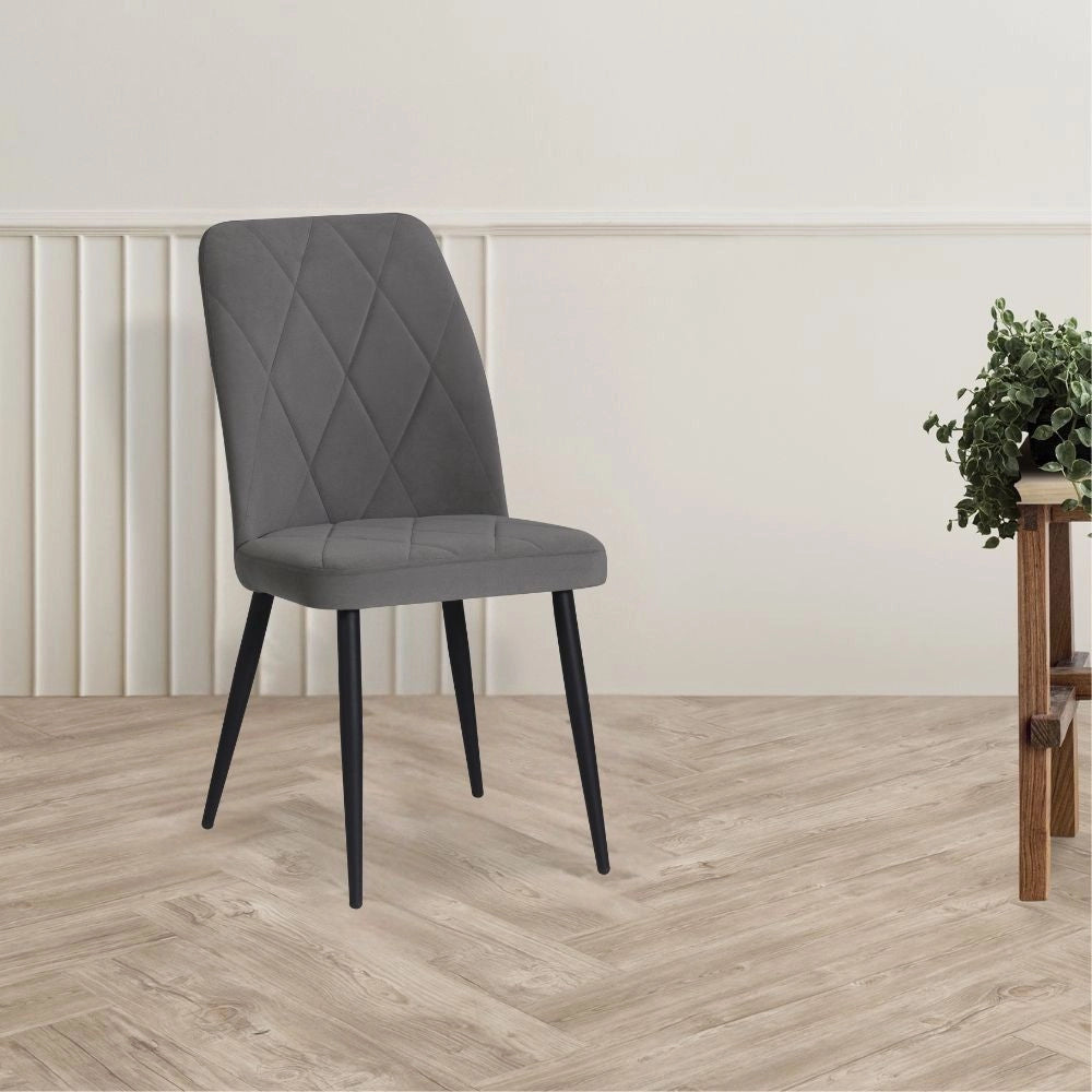 Set 4 Sedie Vika tessuto grigio con trama geometrica e piedi neri - Eleganza e comfort