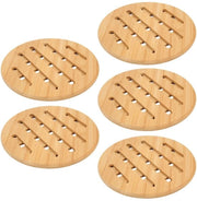Sostegno in bambù termoresistente - 5 pezzi - Antiscivolo - Supporto in legno - Materiale in bambù duraturo - Panno di tavolo