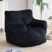 Pouf sacco imbottito in morbido corduroy nero, 100 × 94 × 70 cm, portata 110 kg