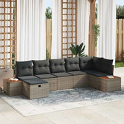 Set Divano da Giardino con cuscino 7 pcs Grigio polyrattan