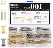 Set di viti a croce di 100 pezzi inclusi viti a croce e viti a testa di chiodo - 5 misure - metallo - per decorazione e lavorazione della pelle