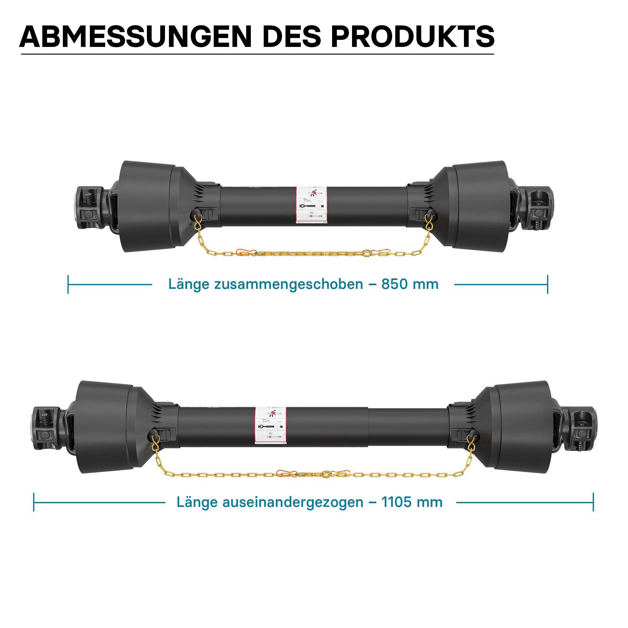 Albero cardanico T4 Giunto cardanico 850-935mm 460Nm 540rpm Cardano 40kW (55CV) 2x 1 3/8" 6 denti